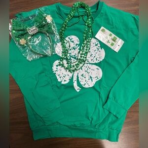 St. Patrick’s Day Outfit Bundle | Shamrock Long Sleeve Tee + Accessories | 2X